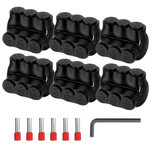 Vista 7 de Joinfworld Conector multigrifo aislado de 3 puertos 1/0-14AWG de aluminio a cobre, conectores de aluminio de entrada de un solo lado con hexagonal