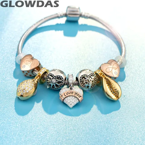 Vista 5 de GLOWDAS Dijes temáticos para el día de la madre, plata de ley 925 para mamá, hija, hijo, bebé, familia, hombre árbol, corona dorada para mamá
