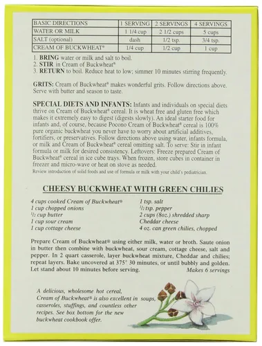 Vista 3 de Pocono Crema de trigo sarraceno Cereal caliente sin gluten, 13 onzas (paquete de 3)