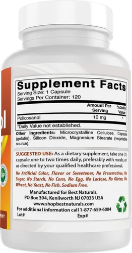 Vista 6 de Best Naturals Policosanol 10 mg 120 Cápsulas
