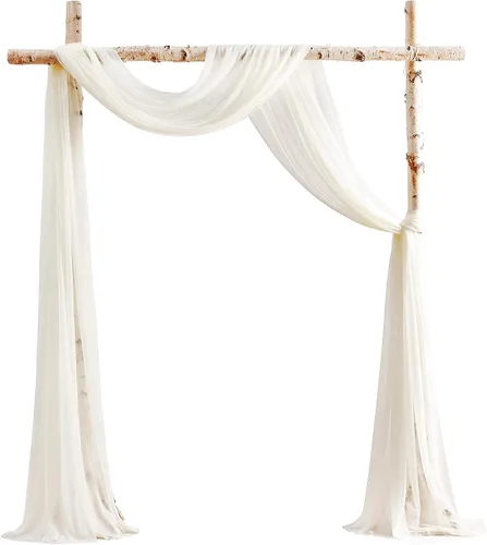 Vista 7 de Floroom Tela drapeada de arco de boda, 2 paneles de 19 pies, cortinas de tela de gasa blanca, decoración de ceremonia de boda, recepción