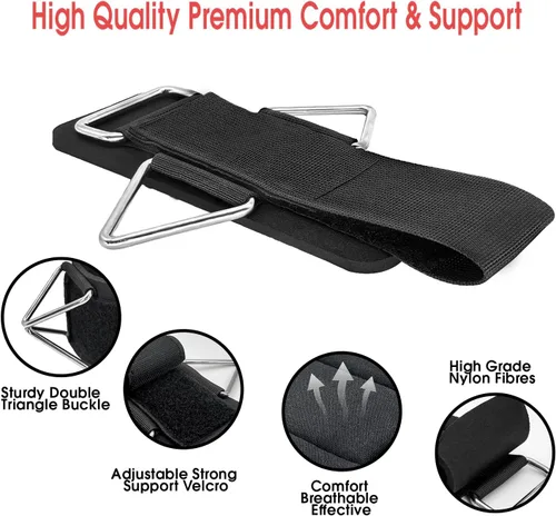 Vista 3 de Tobilleras de muñeca para máquina de cable, paquete de 4 correas acolchadas de neopreno ajustables, cómoda correa de tobillo para muñeca