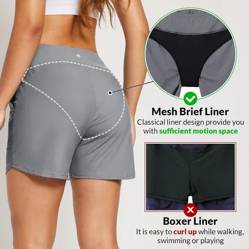 Vista 4 de BALEAF Traje de baño de cintura alta de 35 pulgadas para mujer, de secado rápido, con bolsillos
