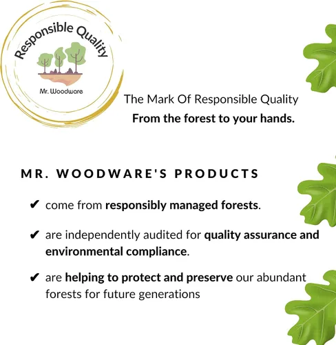 Vista 6 de Mr.Woodware - Cucharas de madera de 10 pulgadas para cocinar, juego de 3 cucharas de madera de mango largo para mezclar, agitar, degustar