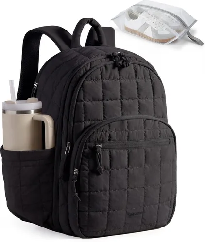 Vista 24 de BAGSMART Mochila de viaje para mujer, mochila universitaria para laptop de Negro