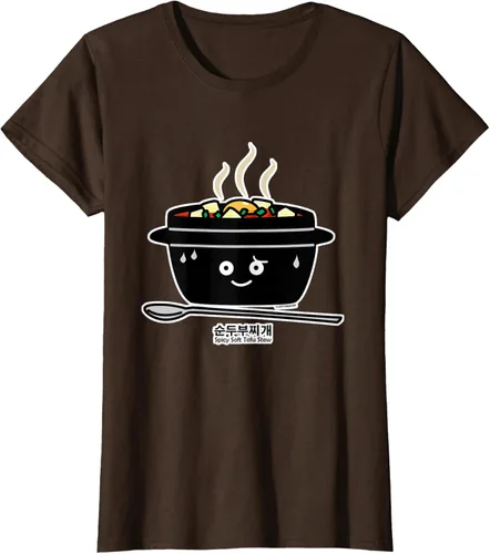 Vista 18 de Sopa coreana de guiso de tofu suave picante Sundubu jjigae huevo caliente, gris, S Negro