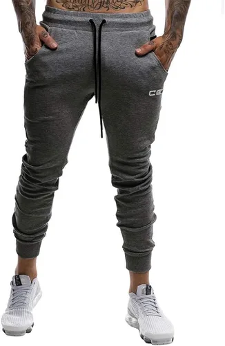 Vista 2 de Wangdo - Pantalones de gimnasio delgados para hombre, pantalones deportivos de entrenamiento cónicos, pantalones deportivos casuales para correr