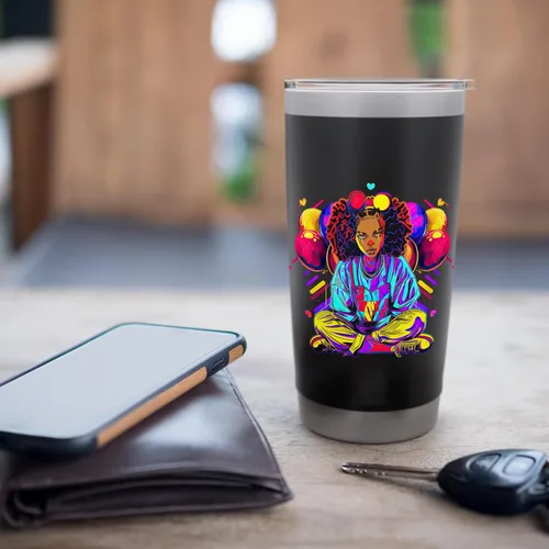 Vista 7 de Streetwear synthwave 80s 90s black pride girl clown hip teen Stainless Steel Insulated Tumbler