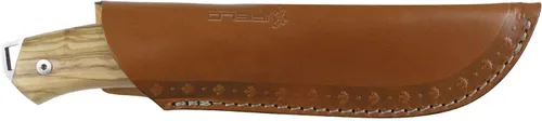 Vista 3 de iFIELD Cuchillo de caza Workout MOVA hoja de satén, longitud total 8.7 pulgadas, con funda de cuero, herramienta de camping para pesca, caza Verde