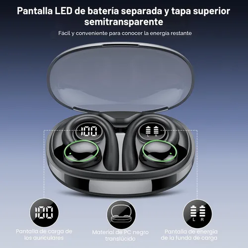 Vista 6 de Auriculares inalámbricos, Bluetooth 5.4 deportivos, auriculares con micrófono ENC con cancelación de ruido, 48 horas, auriculares inalámbricos