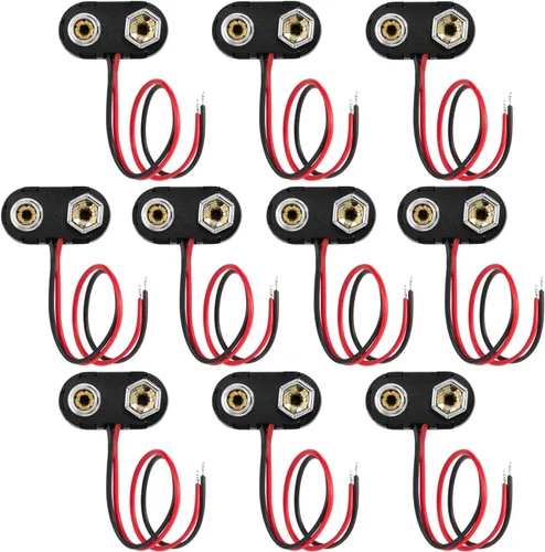 Vista 8 de CHANZON Conector de clip de batería de 9 V, soporte de carcasa de cuero tipo I y cable UL de plomo desnudo paquete de 20 piezas kit para Arduino 1)