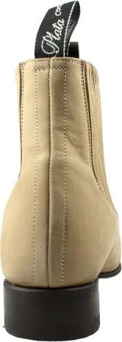 Vista 3 de El Canelo - Botines para hombre, piel nobuk, color arena Botín Charro