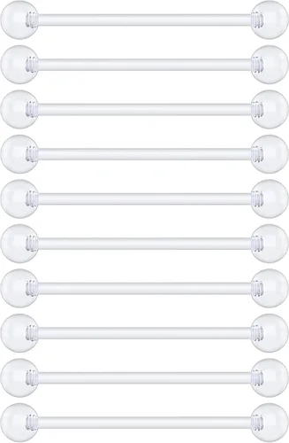 Vista 11 de Anillos de plástico para pezón – Anillos de lengua transparentes – Piercing hipoalergénico recto Bioflex
