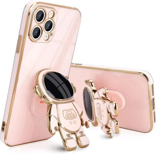 Vista 12 de Pepmune Funda compatible con iPhone 12 Bonita Diseño de Soporte de Astronauta en 3D Protección de Cámara A Prueba de Golpes Cubierta Trasera Suave