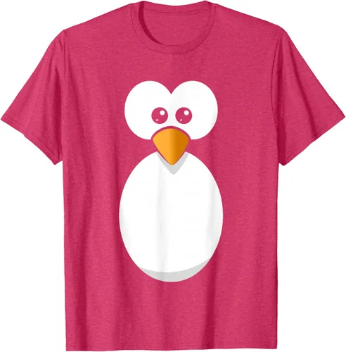 Vista 24 de Camiseta divertida con diseño de cara de pingüino o disfraz fácil, color negro, talla S
