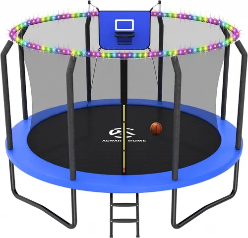 Vista 14 de Trampolín al aire libre con red para niños de 10 pies, 12 pies, 14 pies Púrpura