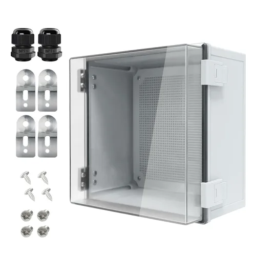 Vista 21 de Caja de conexiones IP65 impermeable carcasa de plástico ABS con cubierta transparente de PC con bisagras, caja de proyectos eléctricos con placa