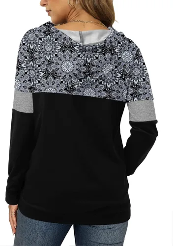 Vista 3 de Angerella - Suéteres con capucha para mujer diseño con estampado de camuflaje y leopardo con cordón ajustable y bolsillo