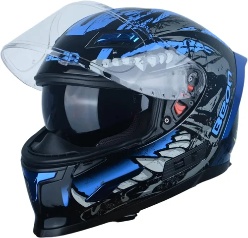 Vista 7 de BEON Full Face Motorcycle Helmet, Street Bike Helmet with Clear&Tinted Visors and Multiple Vents, Motocross Casco DOT Approved for Adult Men Women