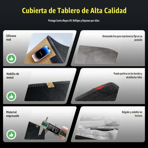Vista 6 de TUCAREST Funda para salpicadero Compatible con Toyota Corolla 20-24/19 Corolla SE XSE 4 puertas Hatchback alfombrilla antideslizante para Franela