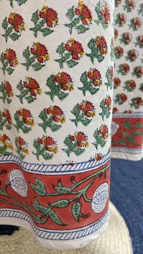 Vista 40 de Ridhi Mantel redondo estampado a mano color rosa flamenco 110 pulgadas 100%