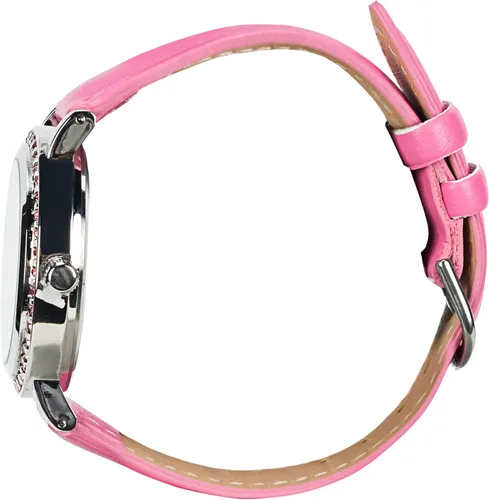 Vista 3 de Accutime Barbie Bar5017AZ - Reloj analógico con purpurina rosa para mujer, con correa de piel sintética, elegante reloj inspirado en Barbie The