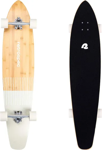 Vista 12 de Retrospec Zed Pintail & Cruiser Longboard Patineta para Adultos - Tabla de 112 cm de bambú y arce canadiense con rodamientos ABEC-7, ruedas