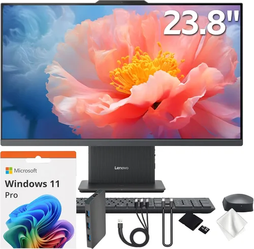 Vista 10 de Lenovo IdeaCentre AIO 3 23.8 pulgadas FHD todo en uno, AMD Ryzen 5 7535HS, 16 GB DDR5, 1.5 TB de almacenamiento