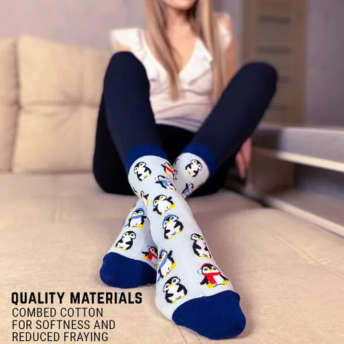 Vista 2 de Calcetines de pingüino premium cómodos para mujer, Pingüino