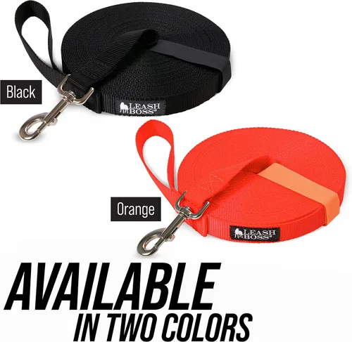 Vista 9 de Leashboss entrenador largo, correa de nailon de entrenamiento para perros, 1 pulgada con correa de almacenamiento., Negro