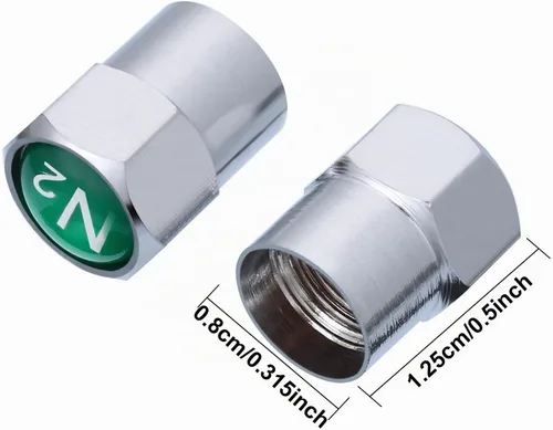 Vista 2 de Tatuo 20 tapas de válvula de neumático de latón de metal a prueba de polvo para válvulas de neumáticos de automóviles N2 con logotipo de nitrógeno