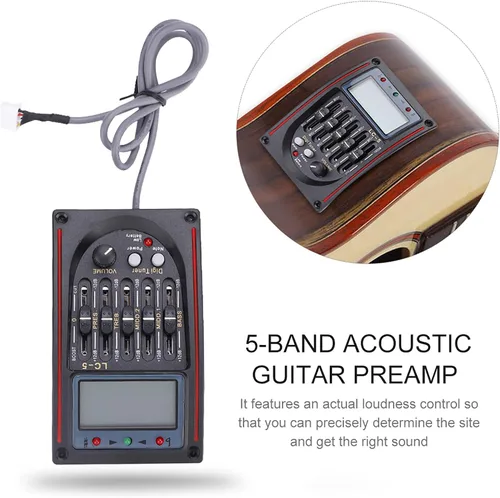 Vista 2 de Pasamer - Afinador de pasamer, Pickup Lcd de 5 bandas para guitarra acústica preamplificador ecualizador Lc-5 ecualizador sintonizador