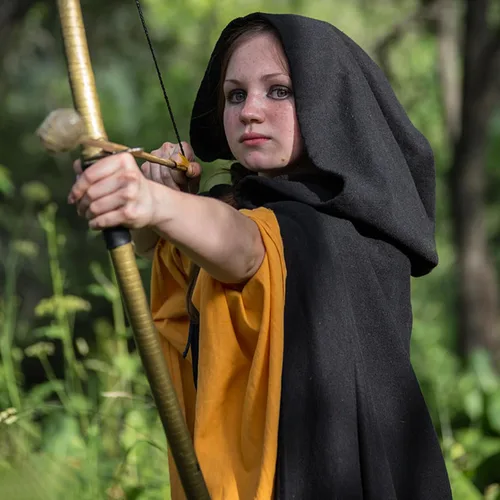 Vista 5 de HODBLKT Capa con capucha verde renacentista para niños, capa medieval de hobbit con capucha para Halloween