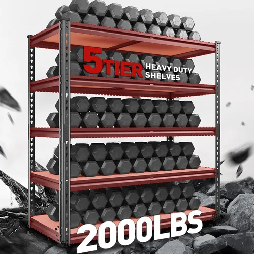 Vista 2 de REIBII Estantería de garaje de 2000 libras, estantes de almacenamiento resistentes de 72 pulgadas de alto, estantes de metal ajustables para garaje