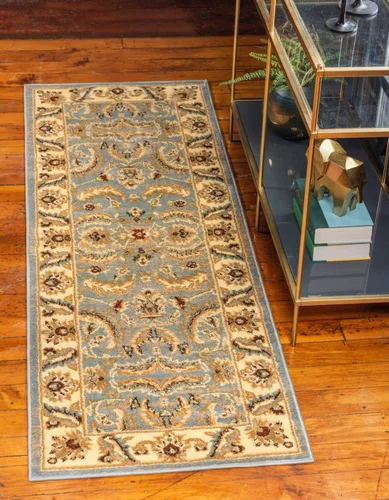 Vista 18 de Unique Loom - Colección Voyage - Alfombra redonda tradicional oriental, marrón, Polipropileno, Marrón/Azul Claro