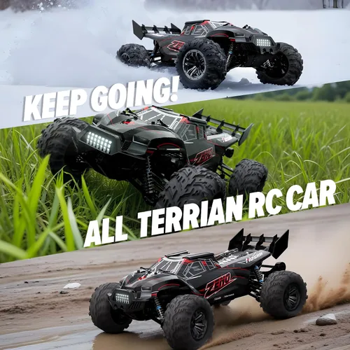 Vista 5 de Hosim Coche RC 1/10 para adultos y niños de 48+KMH, auto eléctrico de control remoto de alta velocidad, camión RC grande 4 x 4 todoterreno, todo