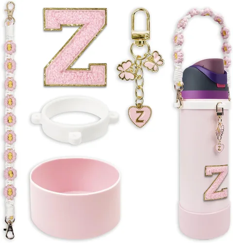 Vista 31 de SITKOL Juego de Monogramas Bonitos de Silicona Compatible con Botella de Agua Owala 24 oz, 32 oz, 40 oz - Accesorios Perfectos con la Letra Owala