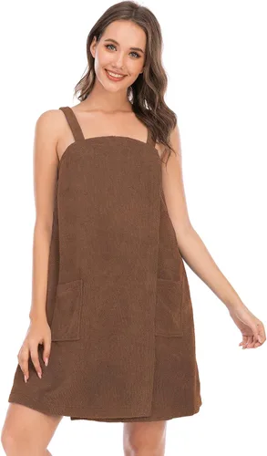 Vista 64 de Veseacky Toalla de baño para mujer con bolsillo, bata de spa ajustable y diadema facial