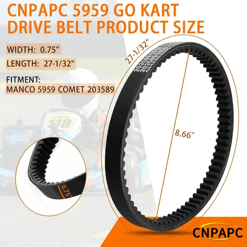 Vista 3 de 3 correas de transmisión Go Kart serie 30 reemplazan a Manco 5959 / Comet 203589 cónico de un lado