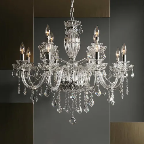 Vista 8 de Maxax Candelabro de cristal de 18 luces, moderna lámpara colgante colgante con gotas de lluvia, iluminación de techo ajustable de cadena, base E12
