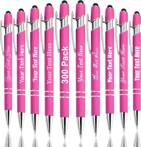 Vista 101 de Hasta 300 bolígrafos personalizados a granel con nombre personalizado con grabado gratis, puntas de lápiz capacitivo grabado, bolígrafo