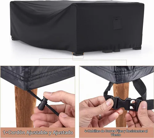 Vista 4 de Mrrihand Funda para Juego de Muebles de Patio Impermeable, Funda para Juego de Sofá Seccional de Exterior de Servicio Pesado 600D Funda para Juego