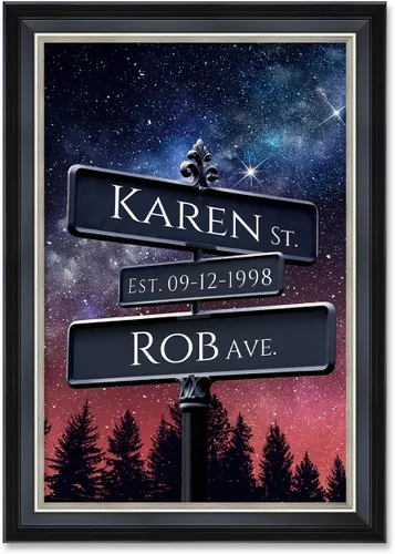 Vista 13 de IPIC - Personalized Framed Canvas with Custom Street Sign in Boston Personalized Street Signs with Names, Custom Canvas Print, Boston Sunset