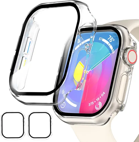Vista 15 de Paquete de 2 fundas para Apple Watch 40mm SE Series 6/5/4/SE 2ª generación con protector de pantalla de vidrio templado, funda protectora completa