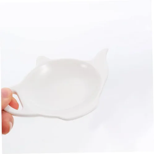 Vista 7 de HEMOTON 3 piezas de tetera de cerámica con forma de tetera para bolsitas de té, organizador de cucharaditas, bordes lisos, fácil de limpiar
