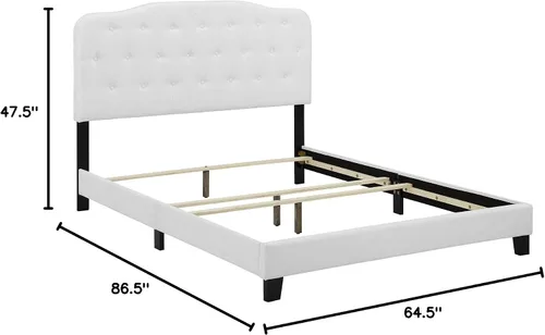 Vista 2 de Modway Amelia - Base de cama tapizada de tela capitoné tamaño Queen, color blanco