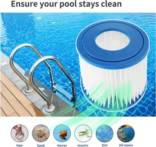 Vista 7 de Cartucho de filtro de bañera de hidromasaje tipo VI de repuesto para Coleman SaluSpa 90352E, 58323 58323, compatible con bomba de piscina Lay-Z-Spa
