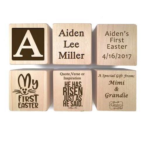 Vista 3 de Regalo de Pascua para bebé 2025 – Bloque personalizado de Pascua Regalo de Pascua personalizado Bloque de madera grabado personalizado para niño