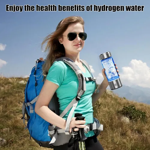 Vista 6 de Botella de Agua de Hidrógeno, Generador de Agua Rica en Hidrógeno, Máquina Ionizadora de Agua de Hidrógeno de Vidrio Portátil Recargable