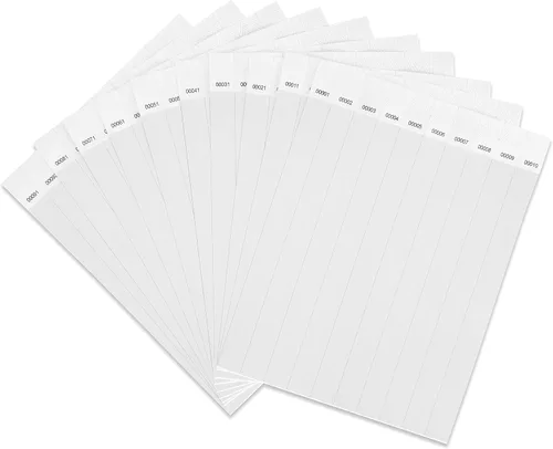 Vista 13 de DGBDPACK 100 pulseras de 1 a 100 números consecutivos, impermeables, a prueba de desgarros, pulseras de admisión, entradas (azul)